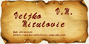 Veljko Mitulović vizit kartica